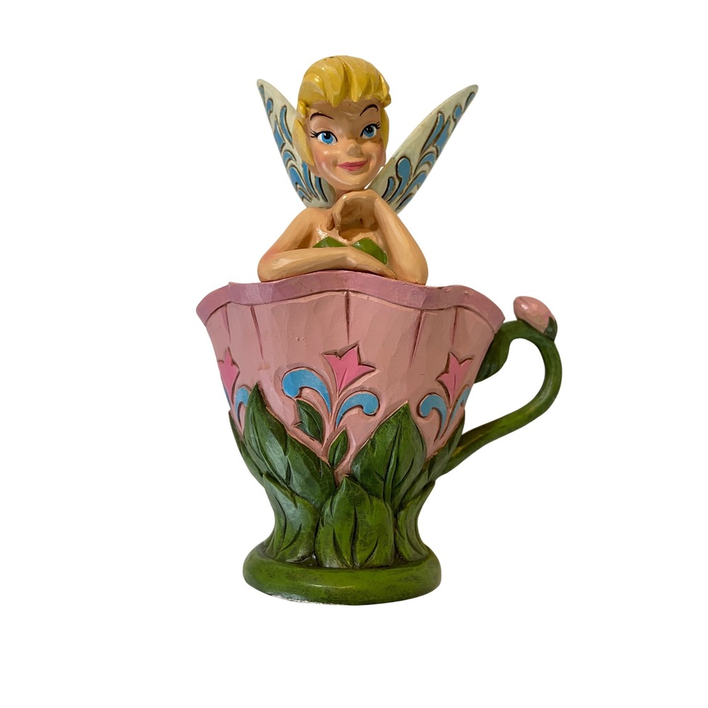 Disney Traditions Jim Shore Tinker Bell in Teacup Figurine 600308 Enesco Pink